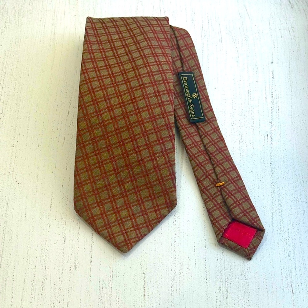 RARE! ZEGNA Men’s Geometric Wool / Silk Tie